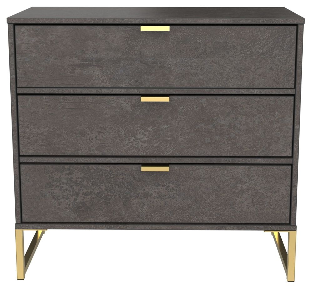 Diego Pewter Gold 3 Drawer Chest