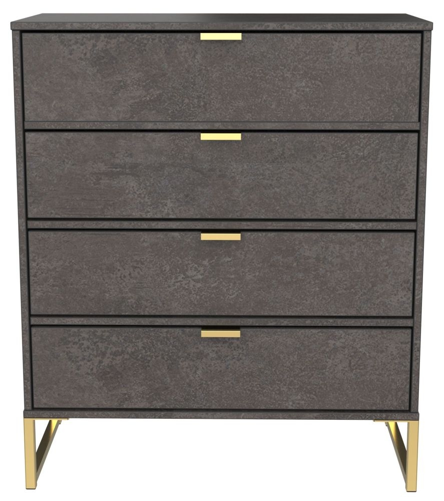 Diego Pewter Gold 4 Drawer Chest