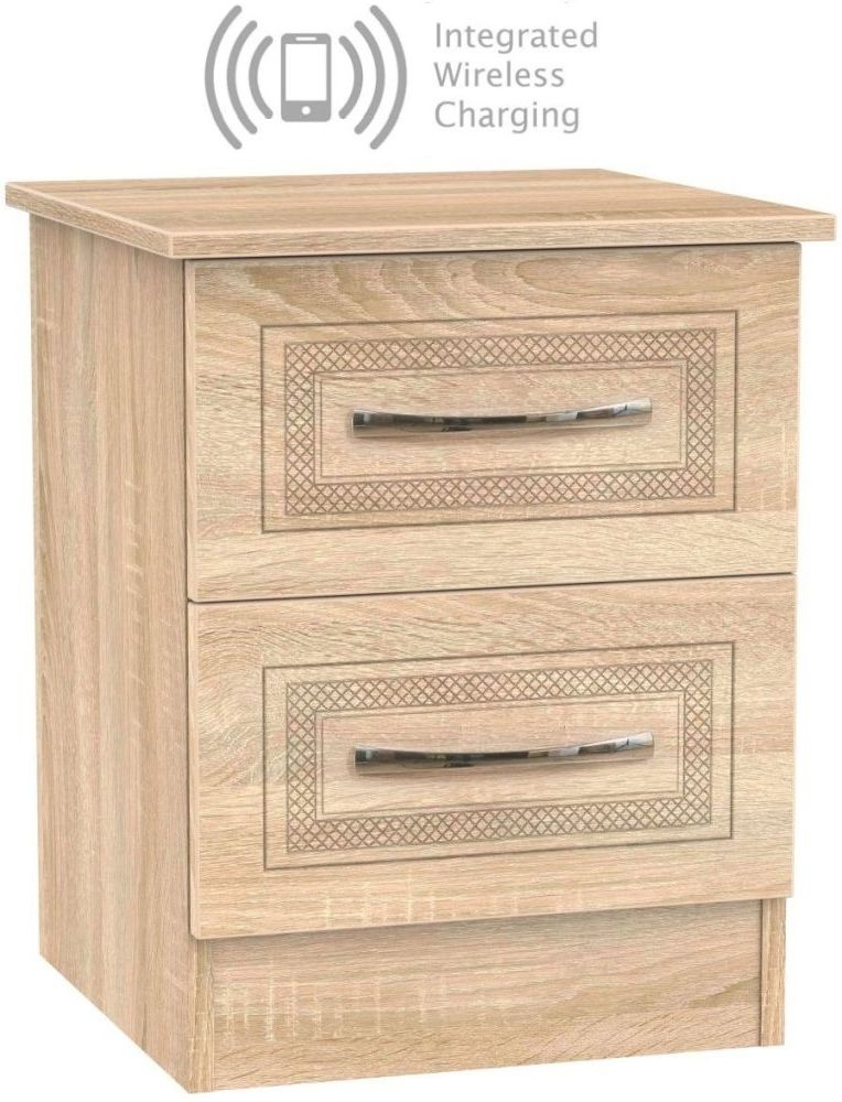 Dorset Bardolino 2 Drawer Bedside Cabinet With Integrated Wireless Charging