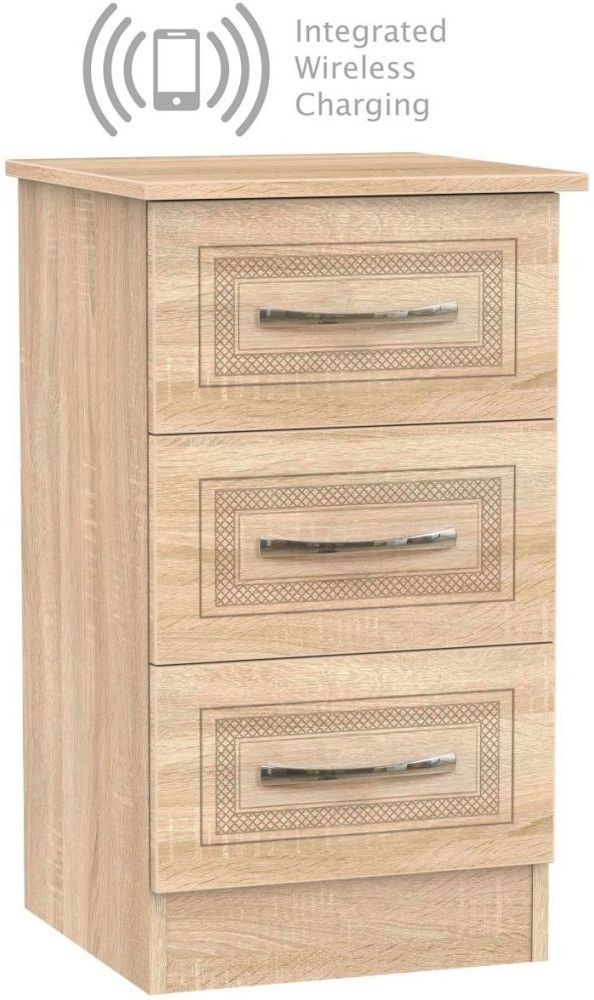 Dorset Bardolino 3 Drawer Bedside Cabinet With Integrated Wireless Charging