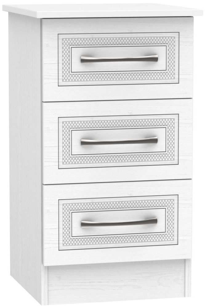 Dorset White 3 Drawer Bedside Cabinet