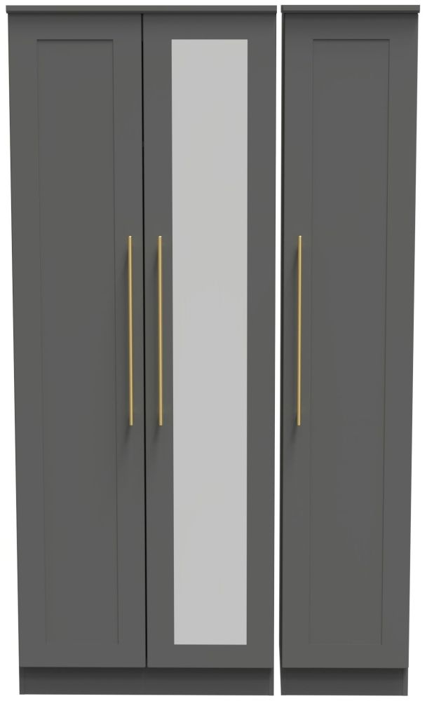 Haworth Dusk Grey 3 Door Tall Mirror Wardrobe