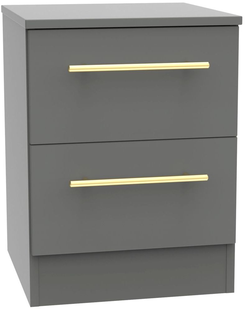 Haworth Dusk Grey 2 Drawer Bedside Cabinet