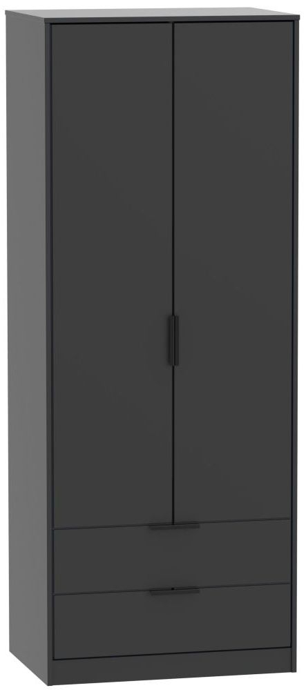 Hong Kong Black 2 Door 2 Drawer Wardrobe