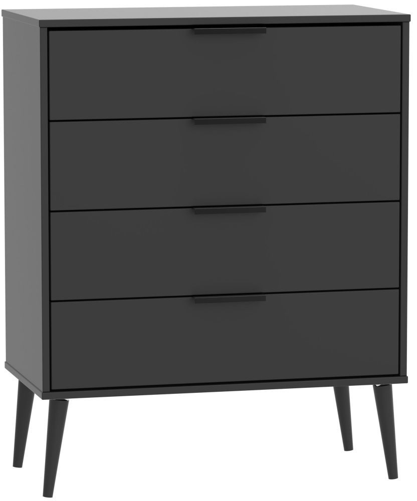 Hong Kong Black 4 Drawer Chest With Wooden Legs