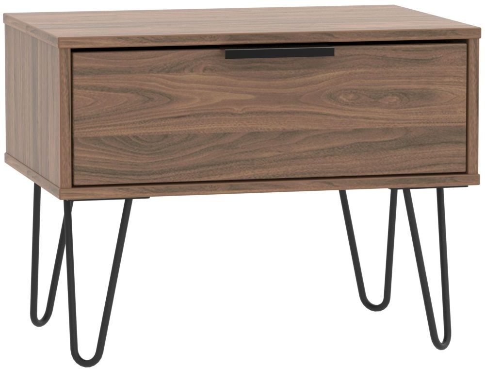 Hong Kong Carini Walnut 1 Drawer Midi Chest With Hairpin Legs