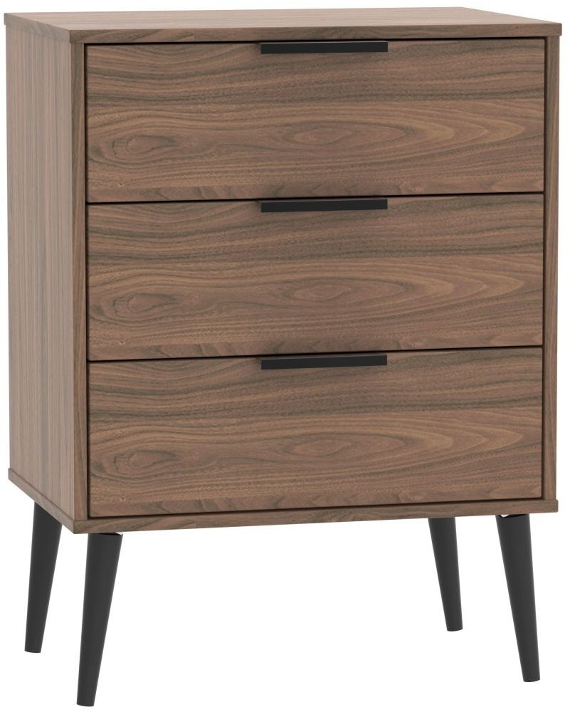 Hong Kong Carini Walnut 3 Drawer Chest With Wooden Legs