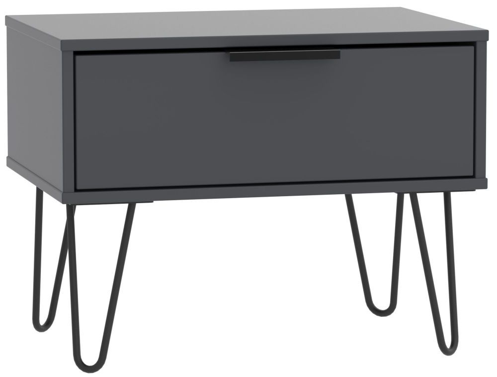 Hong Kong Graphite 1 Drawer Midi Chest With Hairpin Legs
