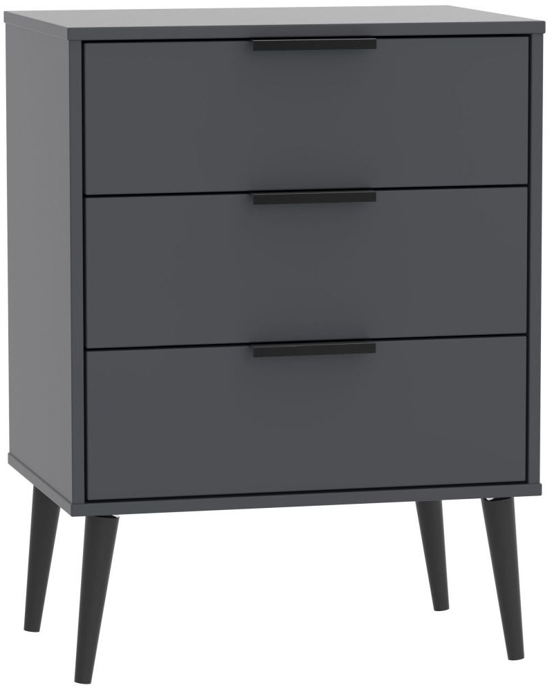Hong Kong Graphite 3 Drawer Chest With Wooden Legs