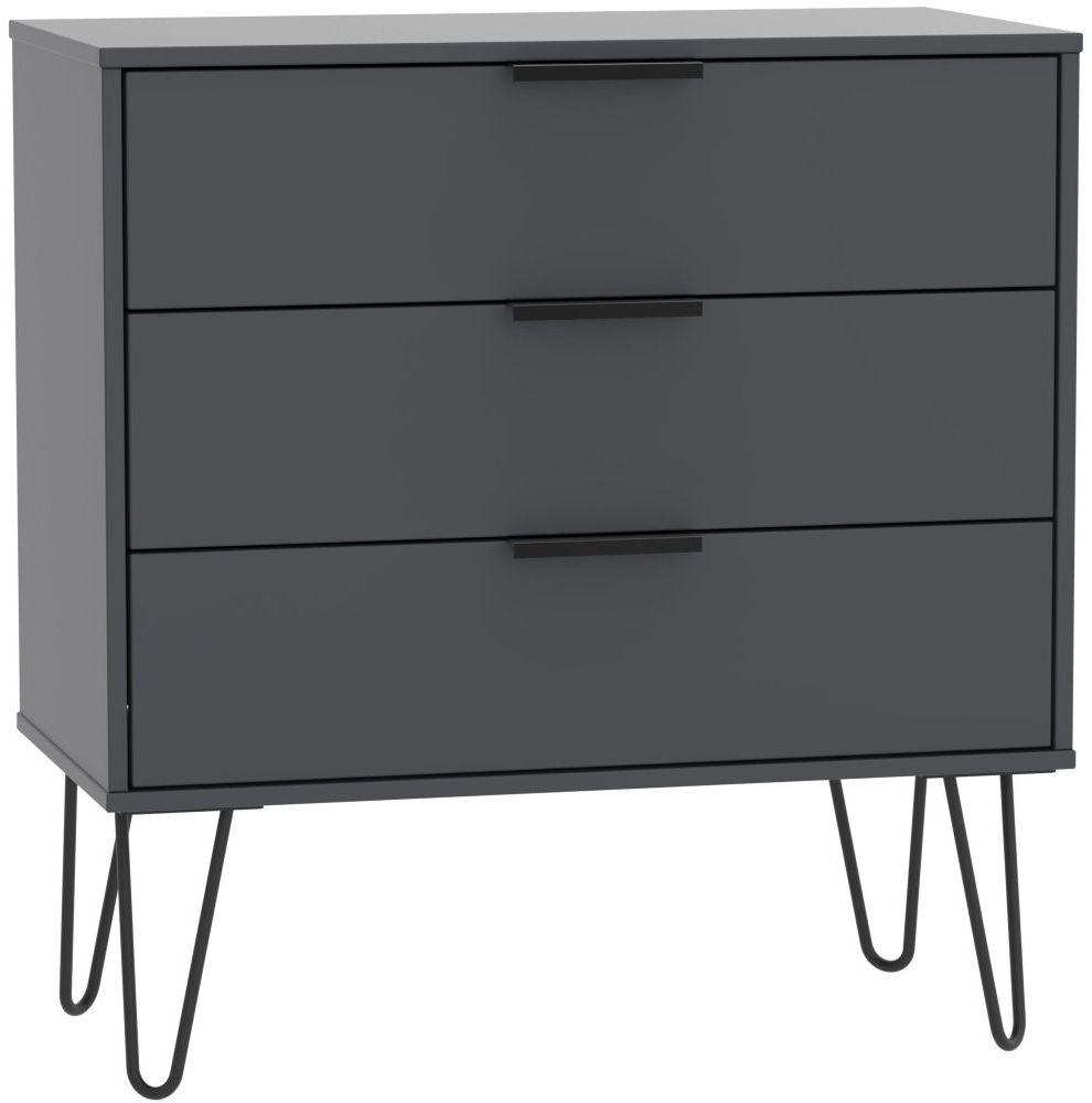 Hong Kong Graphite 3 Drawer Midi Chest With Hairpin Legs