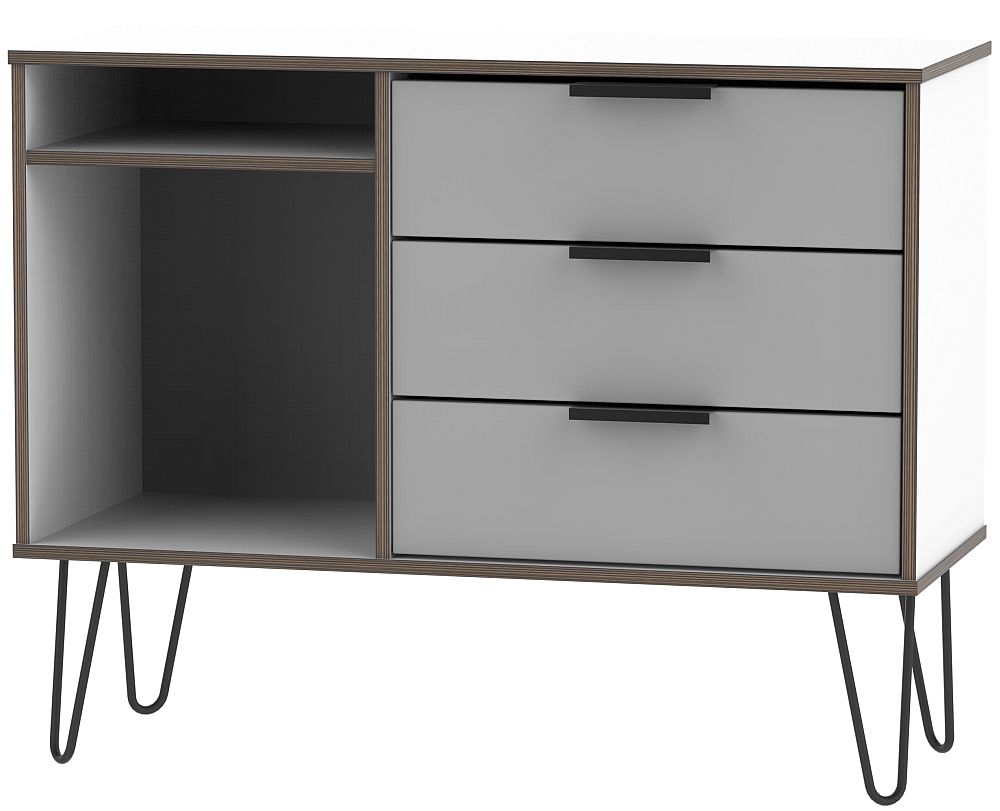 Hong Kong 3 Drawer Tv Unit With Hairpin Legs Grey And White