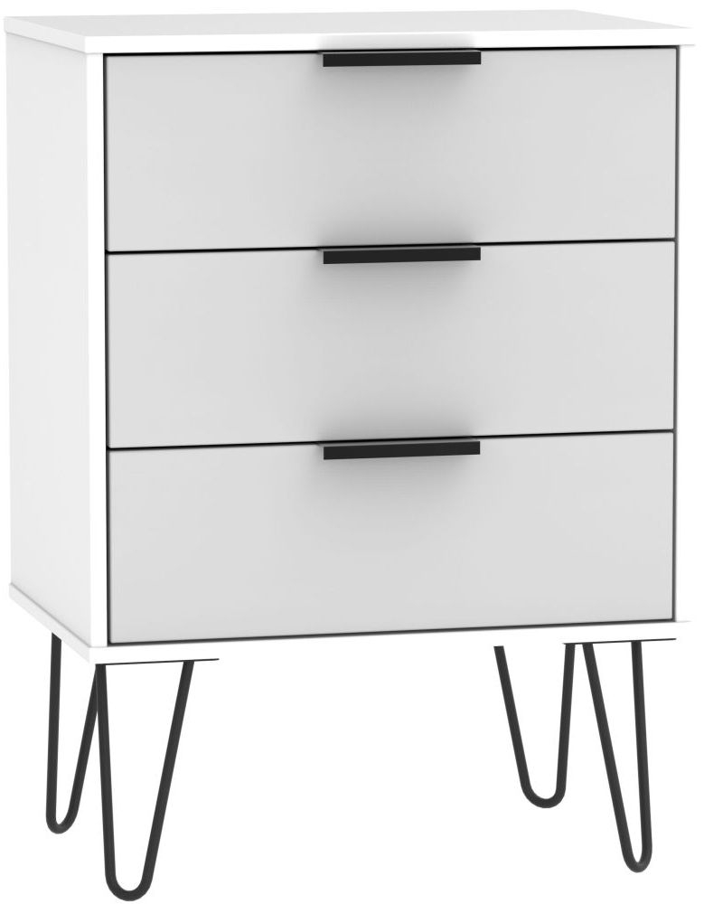 Hong Kong 3 Drawer Chest With Hairpin Legs Grey And White