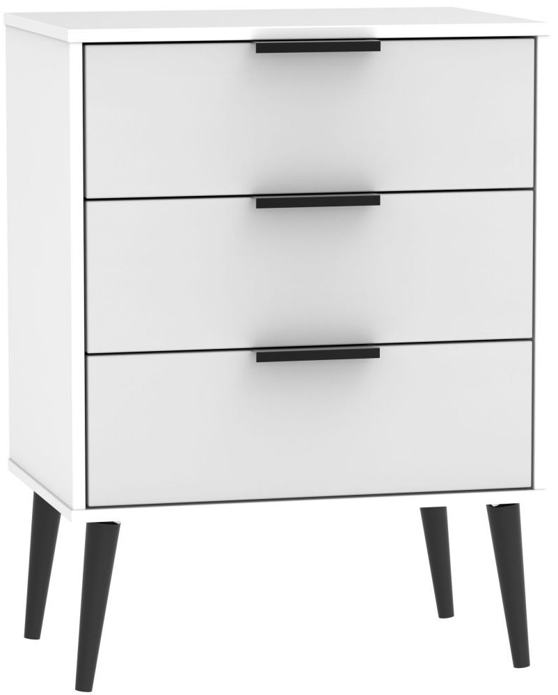 Hong Kong 3 Drawer Chest With Wooden Legs Grey And White