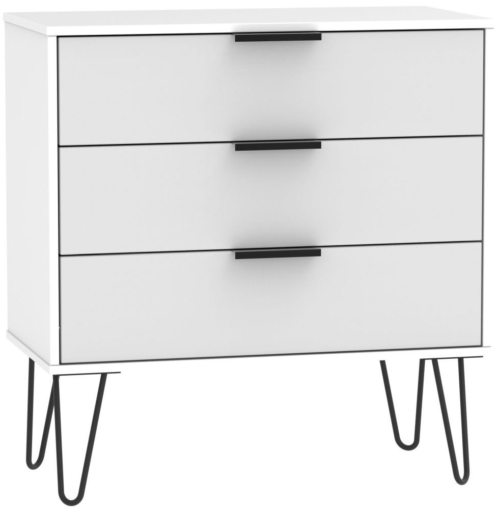 Hong Kong 3 Drawer Midi Chest With Hairpin Legs Grey And White