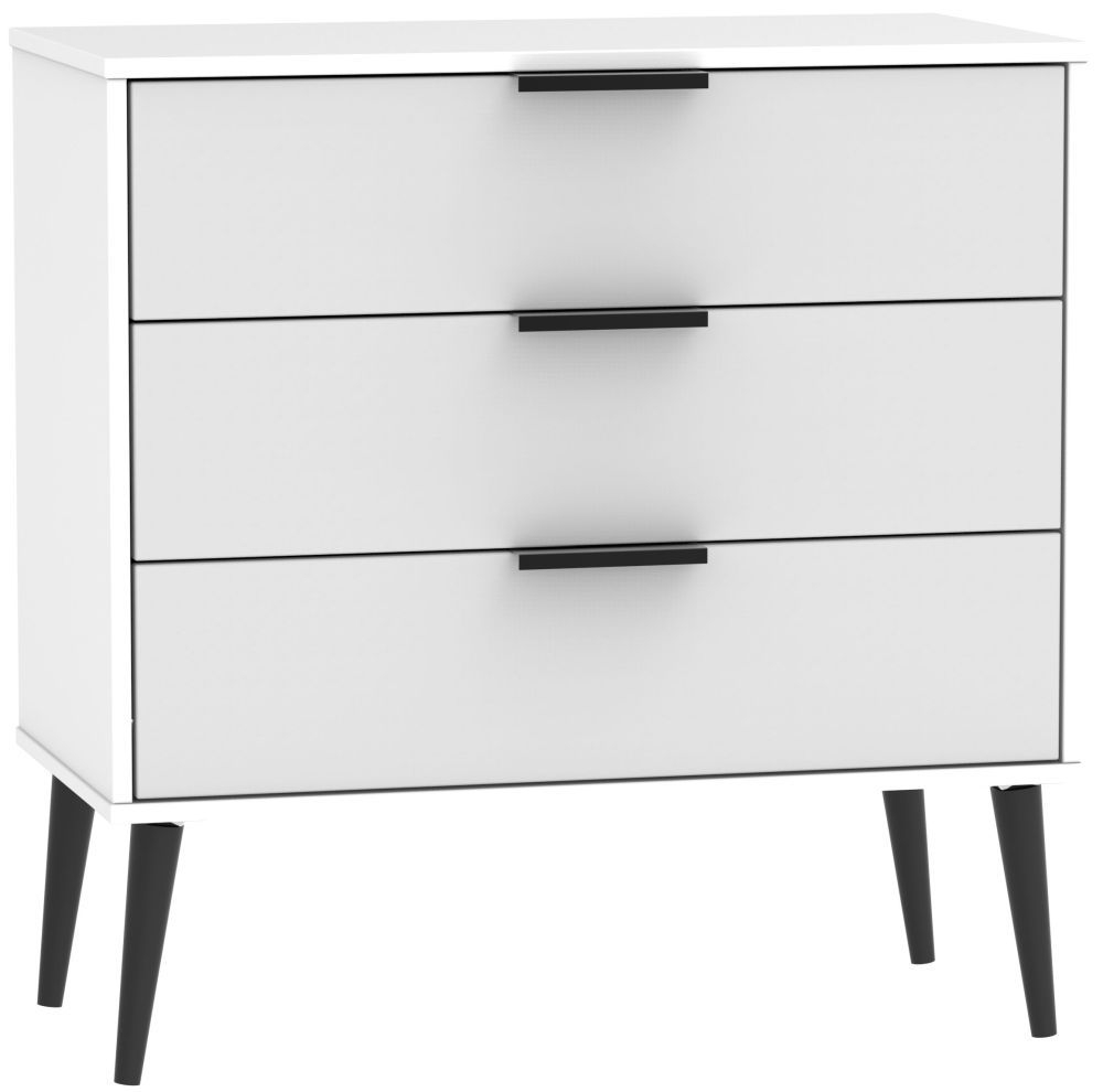 Hong Kong 3 Drawer Midi Chest With Wooden Legs Grey And White