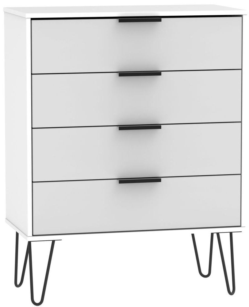 Hong Kong 4 Drawer Chest With Hairpin Legs Grey And White
