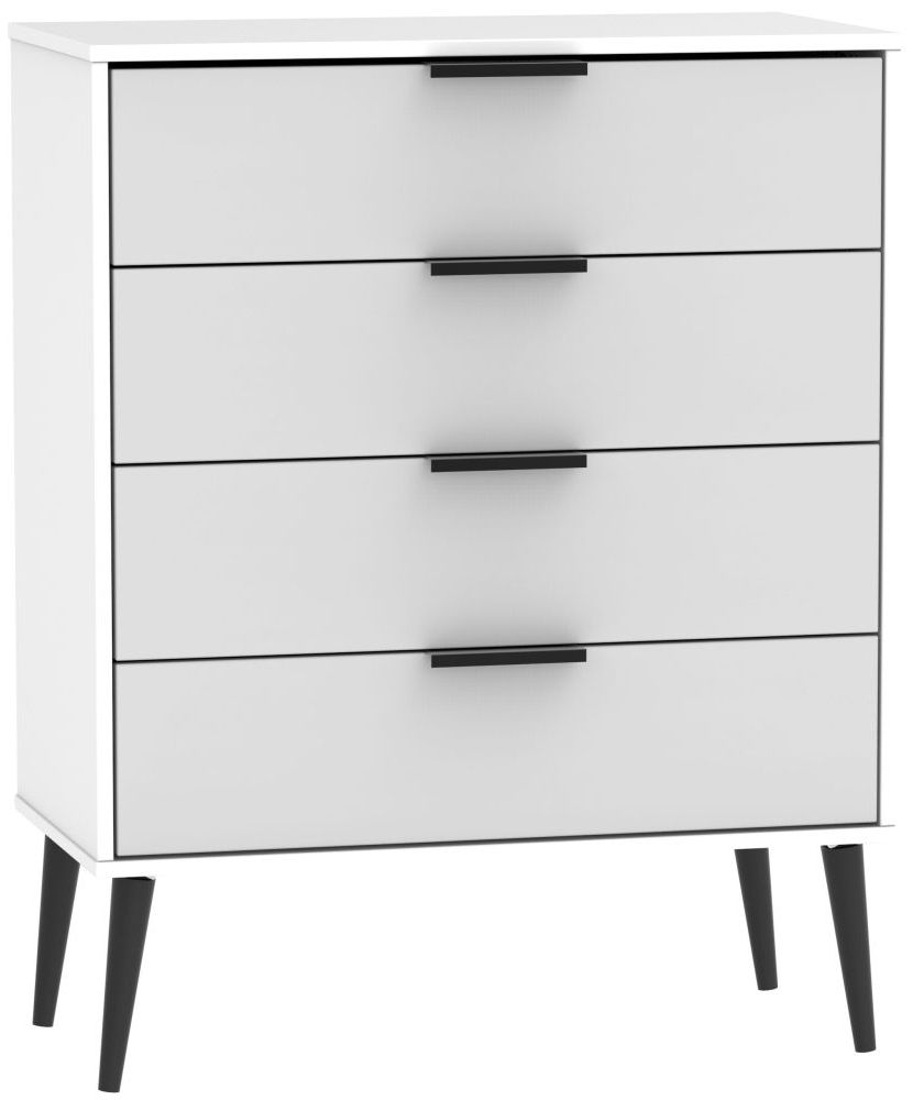Hong Kong 4 Drawer Chest With Wooden Legs Grey And White