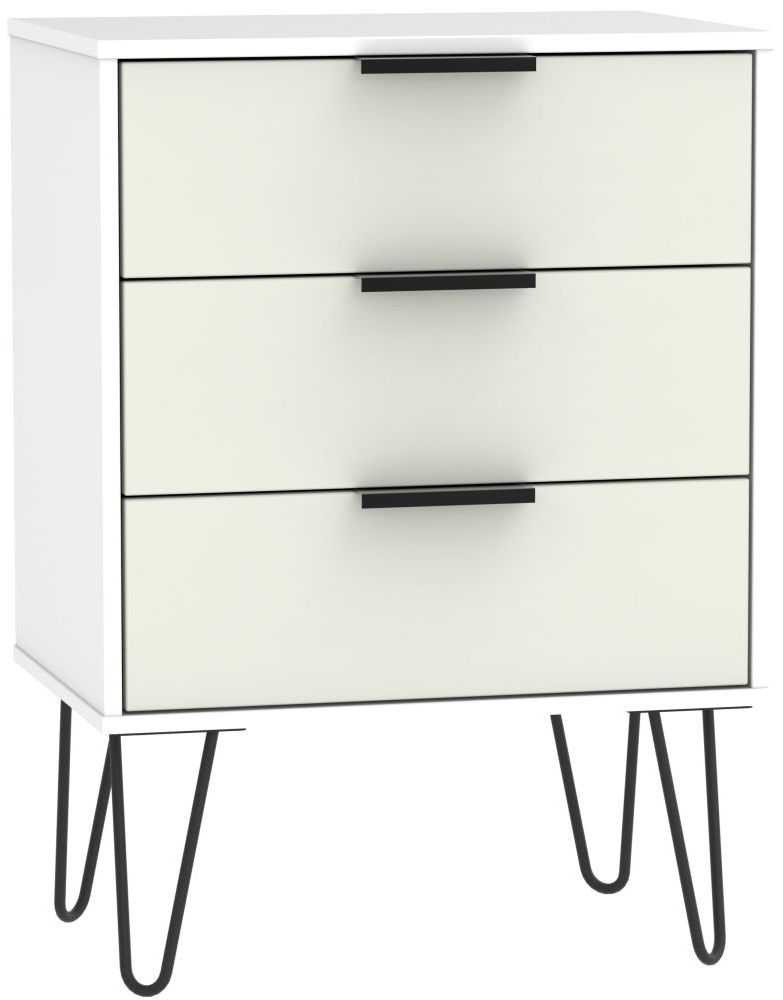Hong Kong 3 Drawer Chest With Hairpin Legs Kaschmir And White