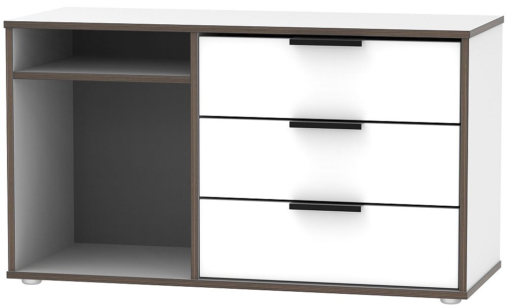 Hong Kong White 3 Drawer Tv Unit With Glides Legs