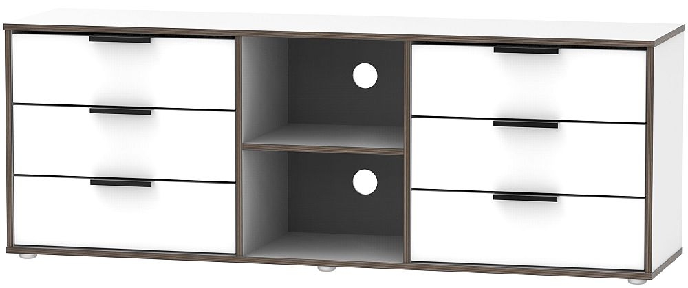 Hong Kong White 6 Drawer Tv Unit With Glides Legs