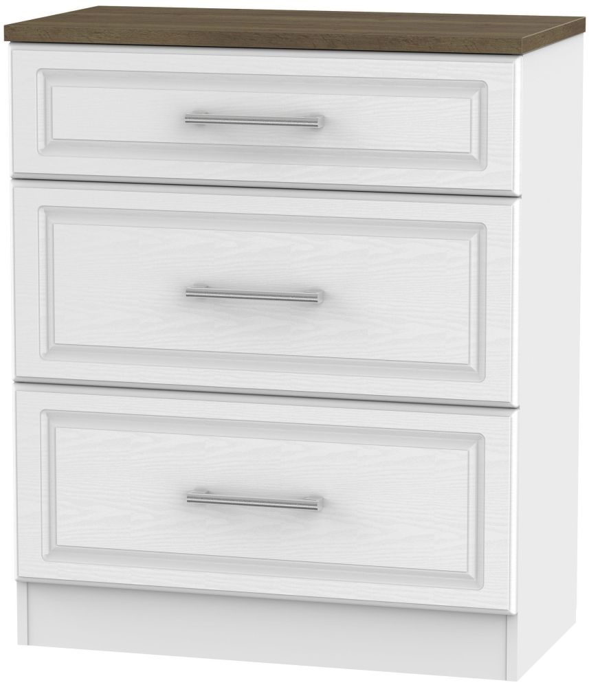 Kent 3 Drawer Deep Chest White Ash And Oak
