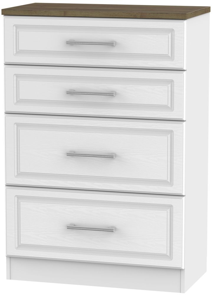 Kent 4 Drawer Deep Chest White Ash And Oak