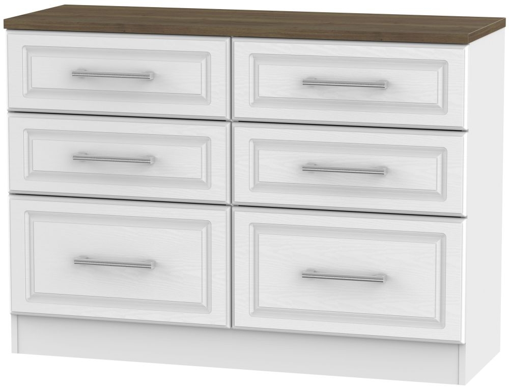 Kent 6 Drawer Midi Chest White Ash And Oak