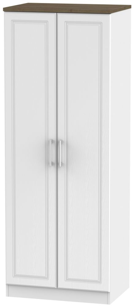 Kent 2 Door Tall Wardrobe White Ash And Oak