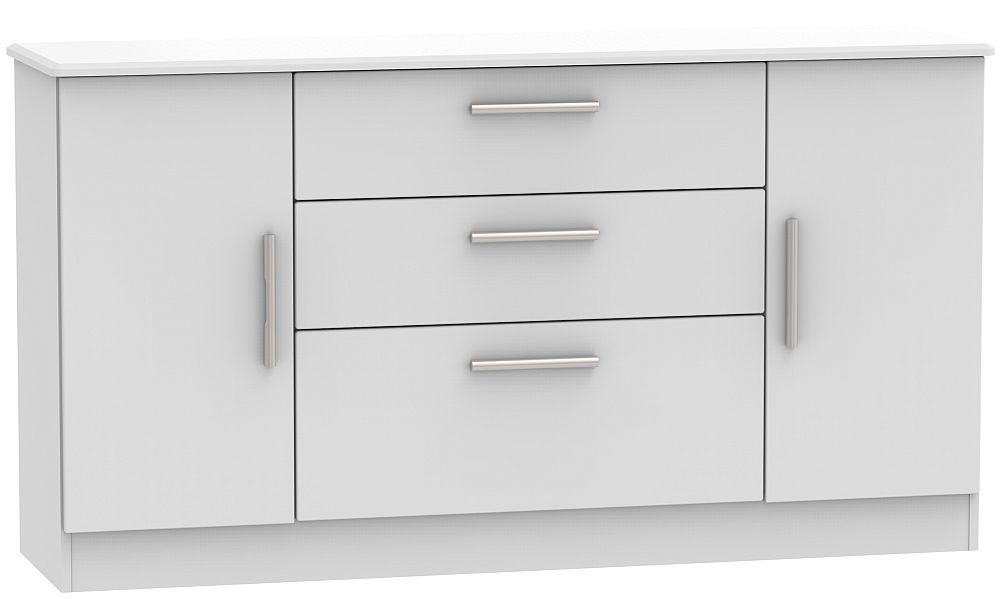 Knightsbridge Grey Matt 2 Door 3 Drawer Wide Sideboard