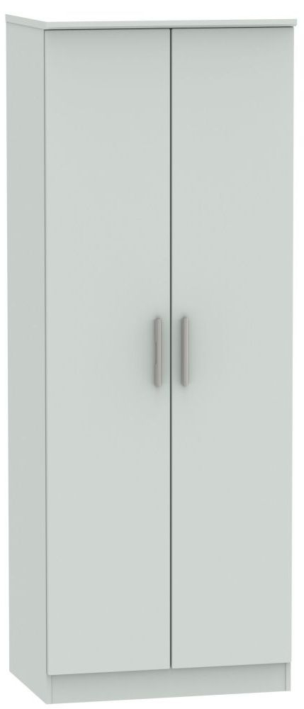 Knightsbridge Grey Matt 2 Door Tall Wardrobe