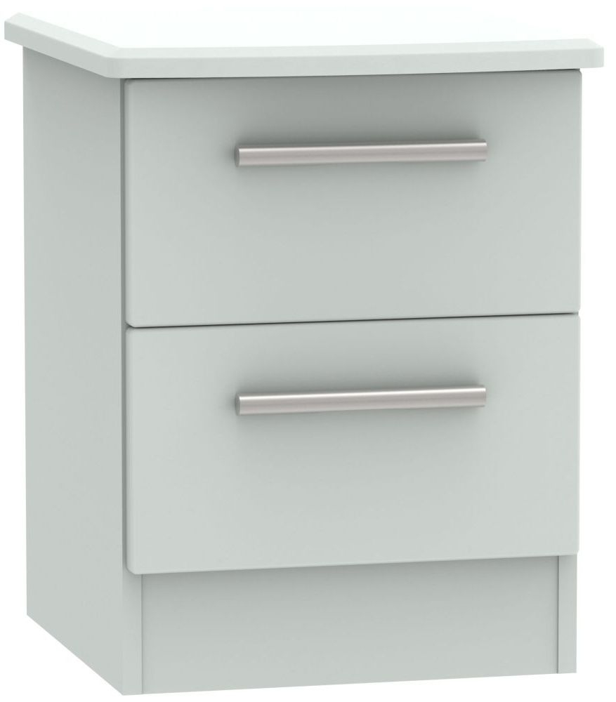 Knightsbridge Grey Matt 2 Drawer Bedside Cabinet