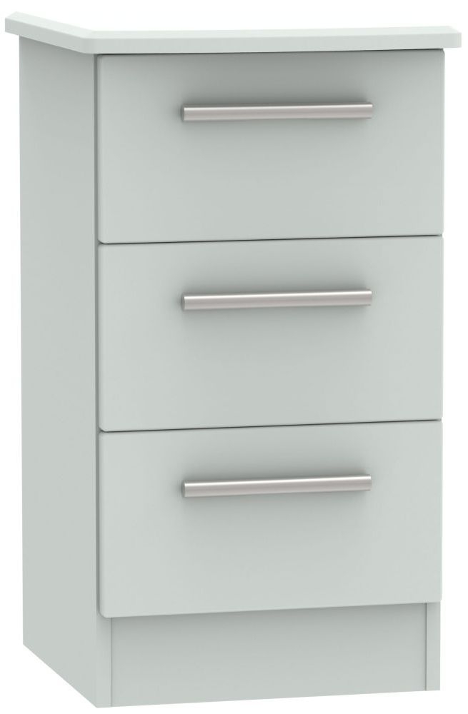 Knightsbridge Grey Matt 3 Drawer Bedside Cabinet