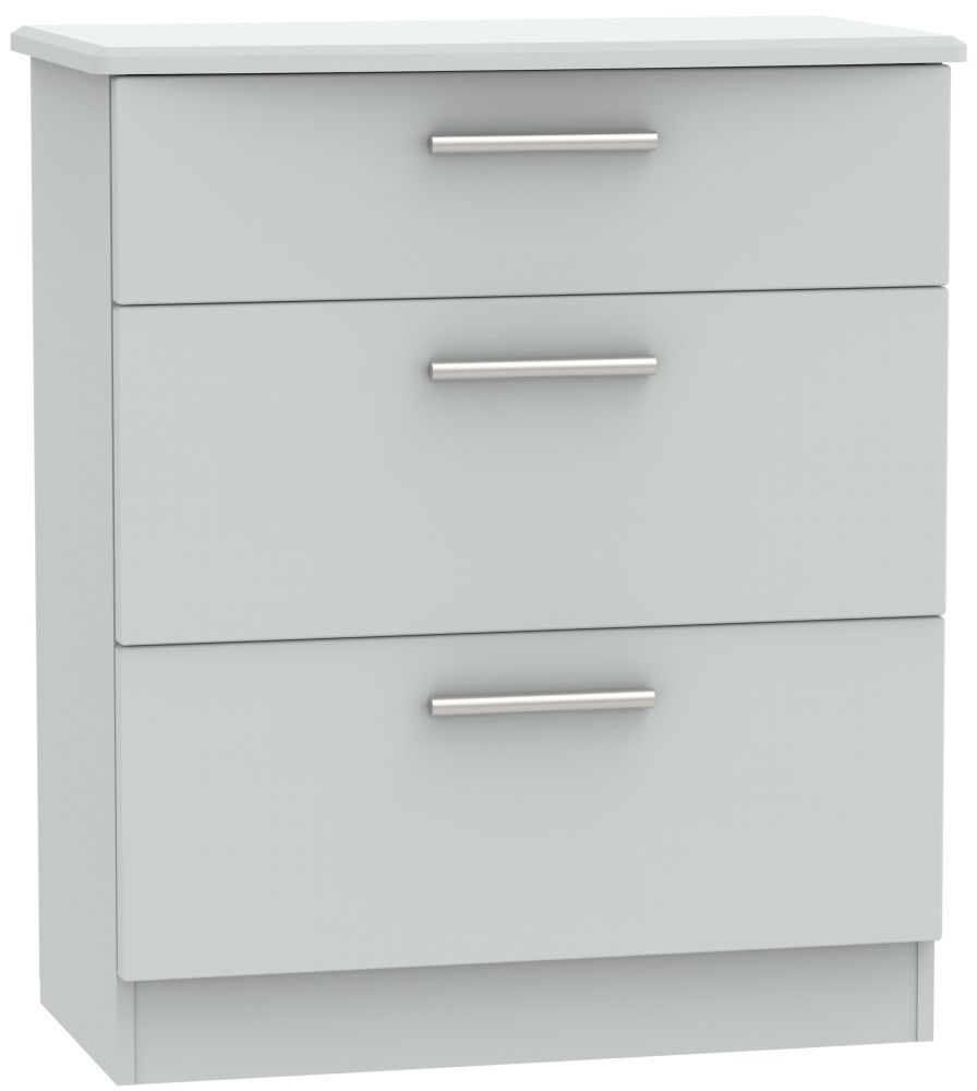 Knightsbridge Grey Matt 3 Drawer Deep Chest