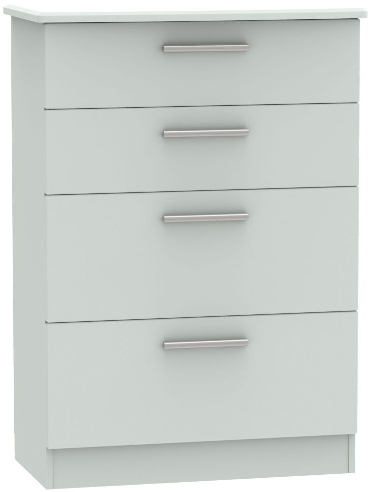 Knightsbridge Grey Matt 4 Drawer Deep Chest