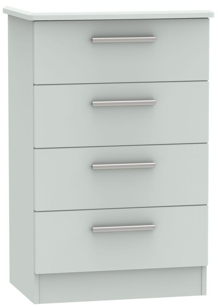 Knightsbridge Grey Matt 4 Drawer Midi Chest