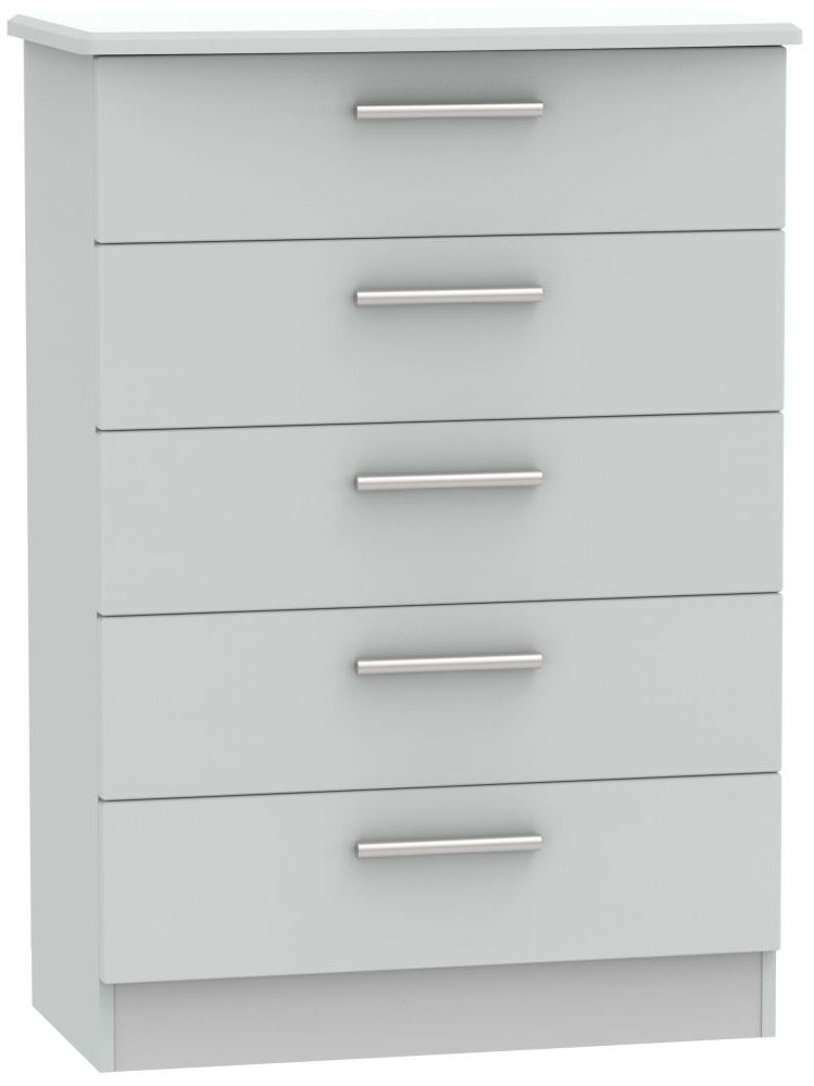 Knightsbridge Grey Matt 5 Drawer Chest