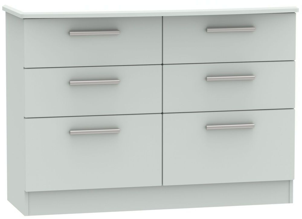 Knightsbridge Grey Matt 6 Drawer Midi Chest