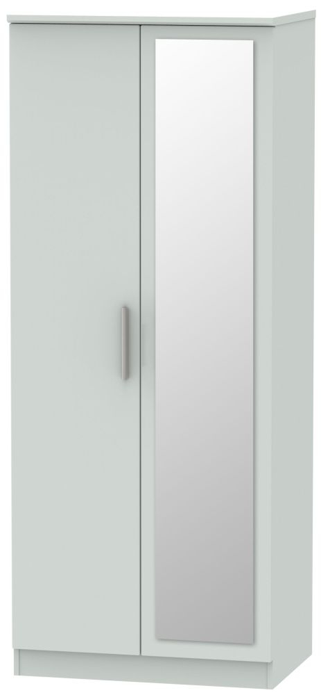Knightsbridge Grey Matt 2 Door Mirror Wardrobe