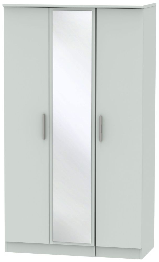 Knightsbridge Grey Matt 3 Door Tall Mirror Wardrobe