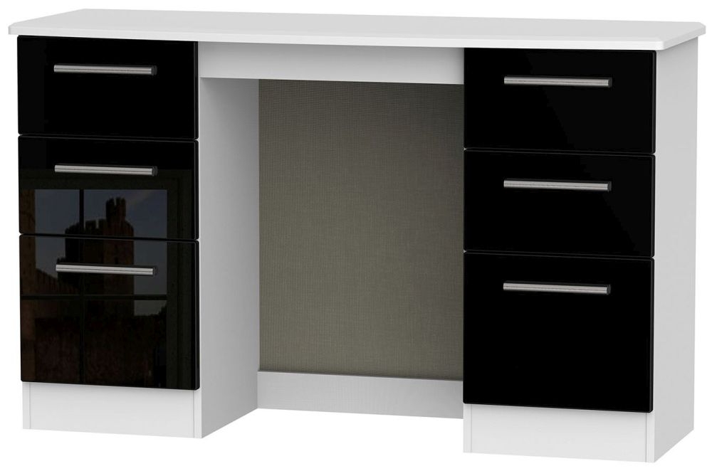 Knightsbridge Double Pedestal Dressing Table High Gloss Black And White