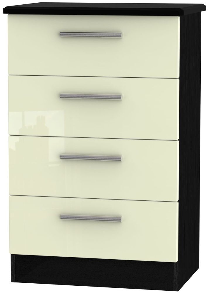 Knightsbridge 4 Drawer Midi Chest High Gloss Cream And Black