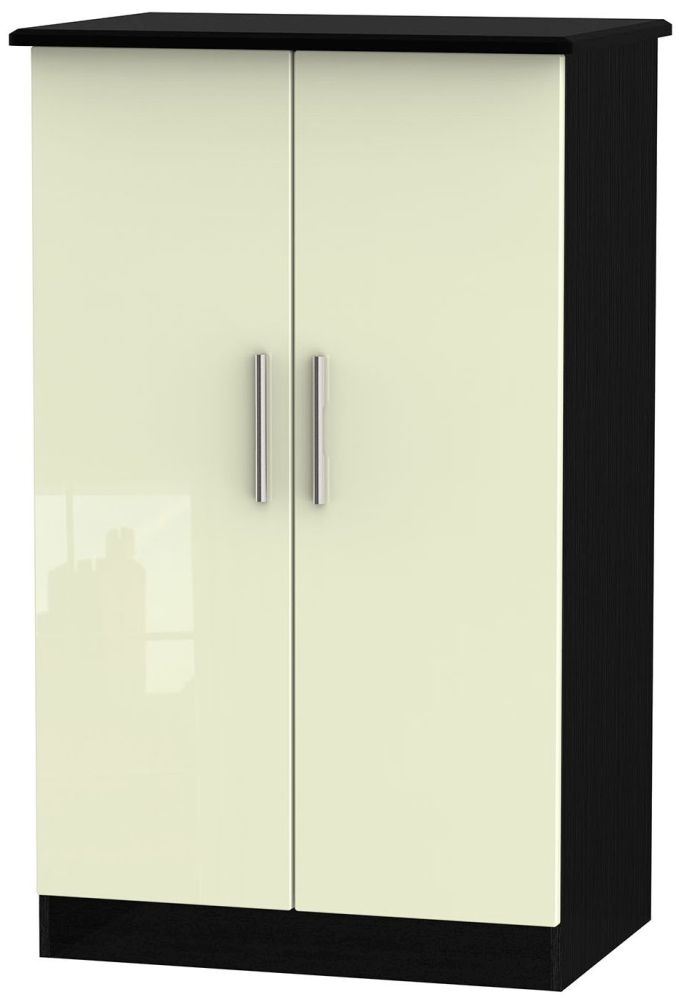 Knightsbridge 2 Door Midi Wardrobe High Gloss Cream And Black