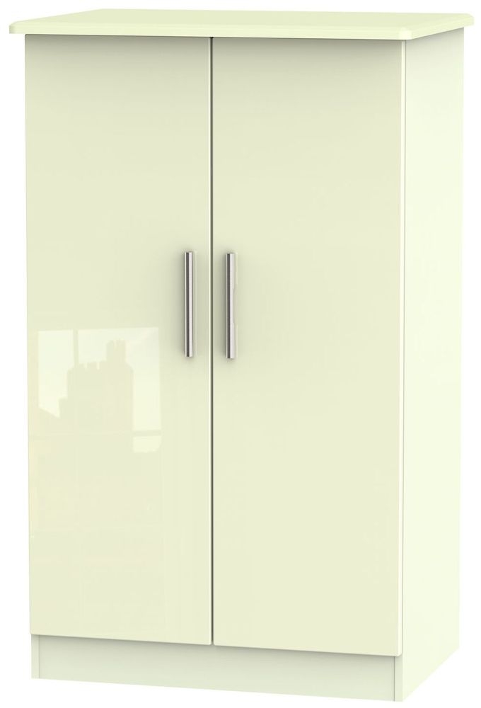 Knightsbridge High Gloss Cream 2 Door Midi Wardrobe