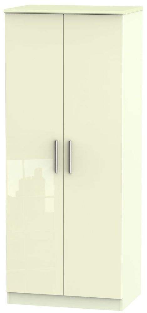 Knightsbridge High Gloss Cream 2 Door Wardrobe