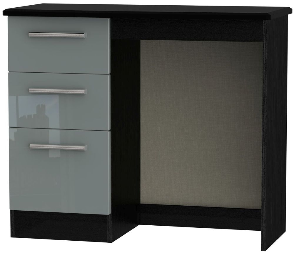 Knightsbridge Single Pedestal Dressing Table High Gloss Grey And Black