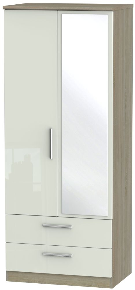 Knightsbridge 2 Door Combi Wardrobe High Gloss Kaschmir And Darkolino