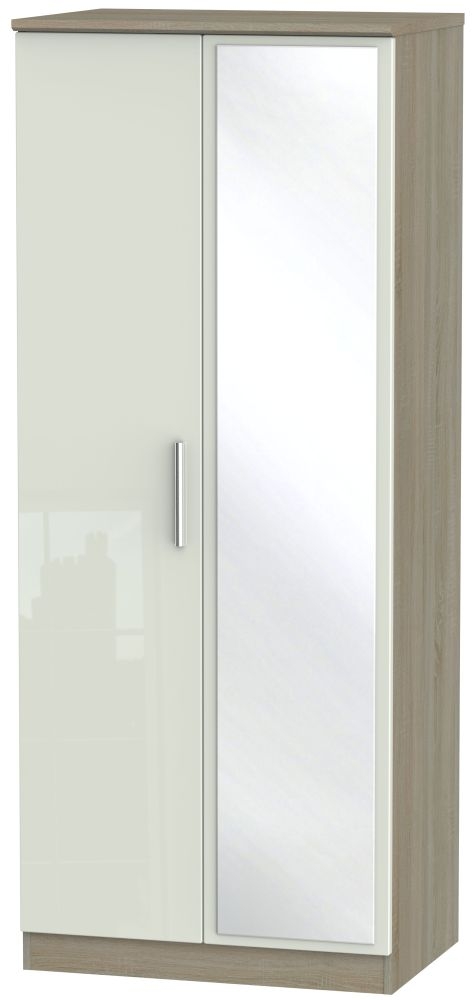 Knightsbridge 2 Door Mirror Wardrobe High Gloss Kaschmir And Darkolino