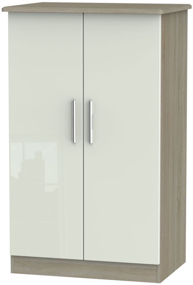 Knightsbridge 2 Door Midi Wardrobe High Gloss Kaschmir And Darkolino