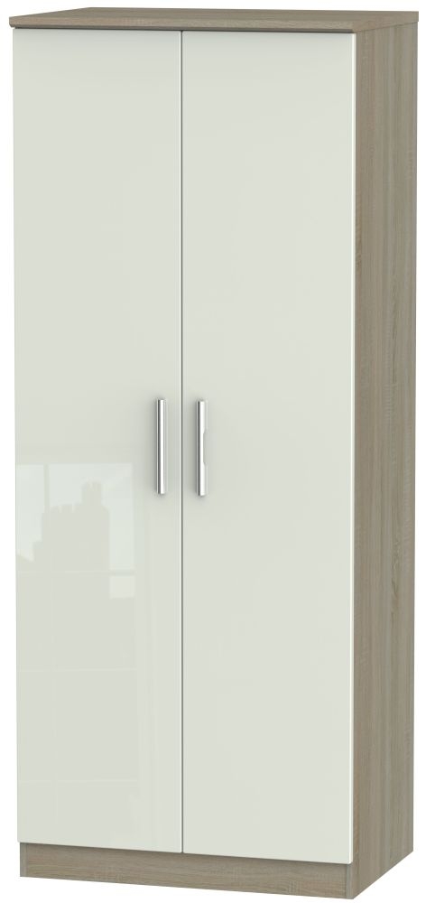 Knightsbridge 2 Door Wardrobe High Gloss Kaschmir And Darkolino