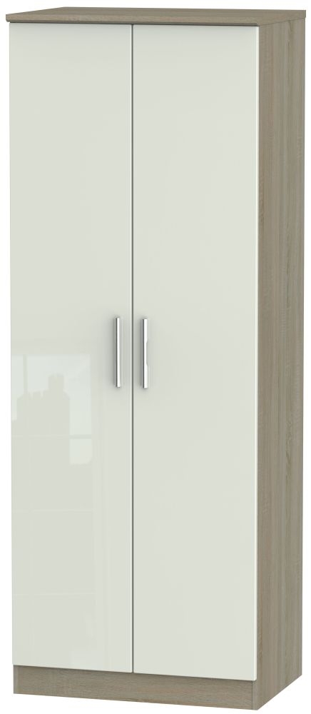 Knightsbridge 2 Door Tall Hanging Wardrobe High Gloss Kaschmir And Darkolino